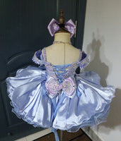 (#1501) Off shoulder straps baby doll glitz pageant dress (lavender) / 4~6 weeks production/no necklace