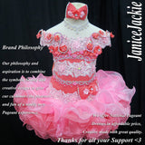 (#323) Off shoulder flat style high glitz national pageant dress. (coral pink) / 3 ~ 4 weeks production (no necklace).