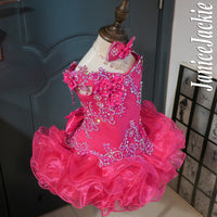 (#1003a) Off shoulder flat (High Glitz) pageant dress. (berry) / 2 ~ 3 weeks production (*Without necklace)