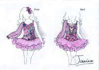 (#1124) Straps flat glitz national pageant dress. (purple, pink, teal) / 2 ~ 3 weeks production (*Without necklace)