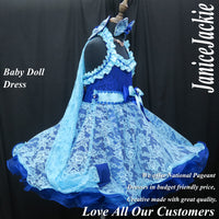 (Made to order) decorated natural halter lace baby doll dress (blue) (item: 1013)  with detachable double sleeves