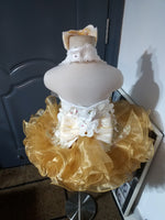 (#1018) Halter flat natural cupcake pageant dress. (white gold) / 2~3 weeks production