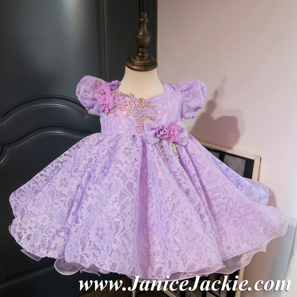 1024) Sleeve lace baby doll glitz pageant dress (lavender) / 2~3 wee janicejackie 1024) Sleeve lace baby doll glitz pageant dress (lavender) / 2~3 wee janicejackie