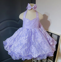 (#1026) Halter lace baby doll plain shell (lavender) with detachable sleeve. / 2~3 weeks production