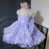 (#1026) Halter lace baby doll plain shell (lavender) with detachable sleeve. / 2~3 weeks production