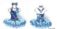 (#1038) Halter flat glitz national pageant dress. (2tone blue)  / 2 ~ 3 weeks production (*Without necklace)