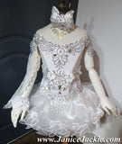 (DRESS EXAMPLE) Off shoulder flat (High Glitz) pageant dress. (white) (item: 1055) not include necklace / 2 ~ 3 weeks production