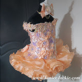 (#1111) Off shoulder flat (high glitz) national pageant dress. (white, peach, lavender) / 2 ~ 3 wks production / (*Without necklace)