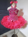 (#1134) Jewel neck flat glitz pageant dress. (berry) / 2 ~ 3 wks production (*Without necklace)