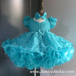 (#1154) Princess sleeve lace baby doll plain shell dress (teal) / 2~3 weeks production/no necklace