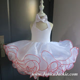 (#1189) Halter style baby doll dress (White + red trim) / 2~3 weeks production