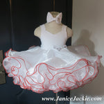 (#1186) Tank style baby doll dress (White + red trim) / 2~3 weeks production