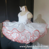 (#1186) Tank style baby doll dress (White + red trim) / 2~3 weeks production