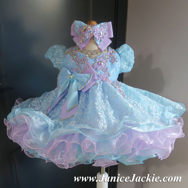 1193) Sleeve lace baby doll glitz pageant dress (blue + lavender) / – janicejackie 1193) Sleeve lace baby doll glitz pageant dress (blue + lavender) / – janicejackie