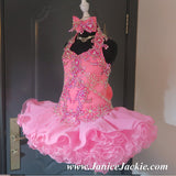(#1204) Halter flat glitz national pageant dress. (pink) / 2 ~ 3 weeks production (*Without necklace)