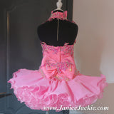 (#1204) Halter flat glitz national pageant dress. (pink) / 2 ~ 3 weeks production (*Without necklace)