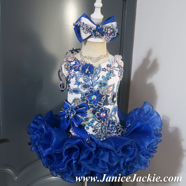 1278) Straps flat glitz national pageant dress. (white, blue) / 3 ~ janicejackie 1278) Straps flat glitz national pageant dress. (white, blue) / 3 ~ janicejackie