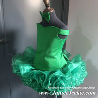 (#1287) Off shoulder flat style plain shell national pageant dress. (emerald green)/ 2~3 weeks production