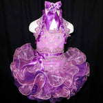 (#167) Halter flat glitz national pageant dress. (purple)