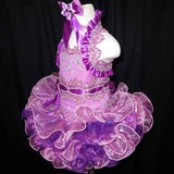 (#167) Halter flat glitz national pageant dress. (purple)