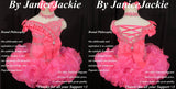 (#225) off shoulder flat glitz pageant dress. (neon pink)