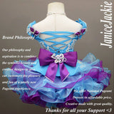 (#238) Off shoulder flare glitz pageant dress. (blue purple) (without necklace)