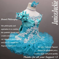 (#239) Off shoulder flare glitz national pageant dress. (sea green) not include necklace