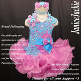 (#244) Halter flat glitz national pageant dress. (purple blue) (*without silver necklace)