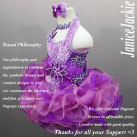 (#251) Halter flat glitz national pageant dress. (purple)