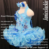 (#291) Halter flat glitz national pageant dress. (blue) (without necklace)