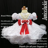 (#293) Princess sleeves lace glitz baby doll dress. (white red) / 2~3 weeks production (*without necklace)