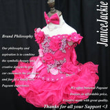 (#316) Off shoulder flare glitz pageant dress. (berry) (without necklace)