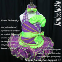 (#317) Halter flat glitz pageant dress. (purple , neon green) (*without necklace) (Top: available / Skirt: 2 weeks production)