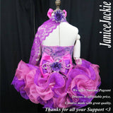 (#346) Halter flat glitz pageant dress. (purple) (NO necklace & sleeve)