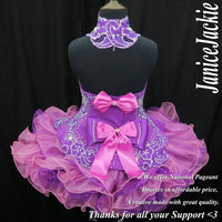 (#351) MADE TO ORDER / Halter flared (High Glitz) national pageant dress. (2tone purple) / 2 ~ 3 weeks production