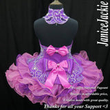 (#351) MADE TO ORDER / Halter flared (High Glitz) national pageant dress. (2tone purple) / 2 ~ 3 weeks production