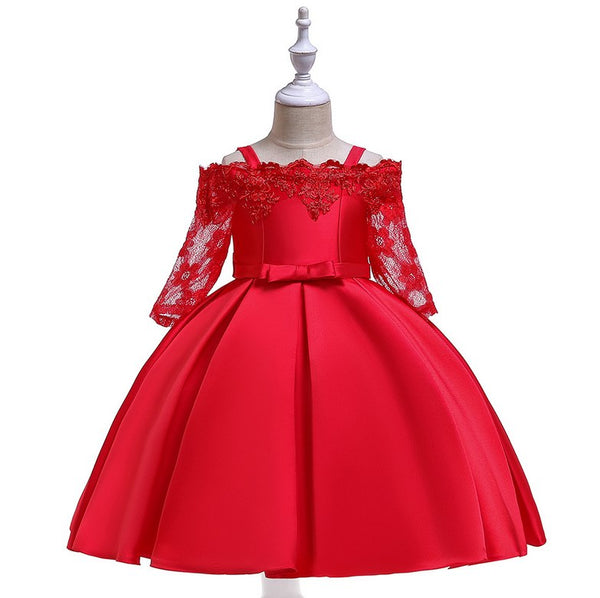 (#6004) Economic type pageant dress (dress name: lovely crown) (bright red, deep red, white, pink, emerald green)