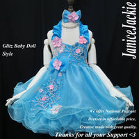 (#GBD-003) Halter glitz baby doll dress. (blue pink) / 2~3 weeks production
