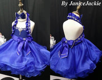 (#GBD-005) MADE TO ORDER / Halter glitz baby doll dress. (royal blue) / 2~3 weeks production