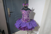 (#1301) Off shoulder flat glitz national pageant dress. (purple) /3 ~ 4 weeks production (*Without necklace) ONE OF A KIND DESIGN DRESS