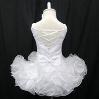 Straps flat style plain shell national pageant dress. (white) (item: SSFTPNWE0001)