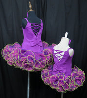 Straps flat style plain shell national pageant dress. (purple) (item: SSFTPNPE0001)