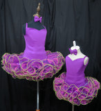 Straps flat style plain shell national pageant dress. (purple) (item: SSFTPNPE0001)