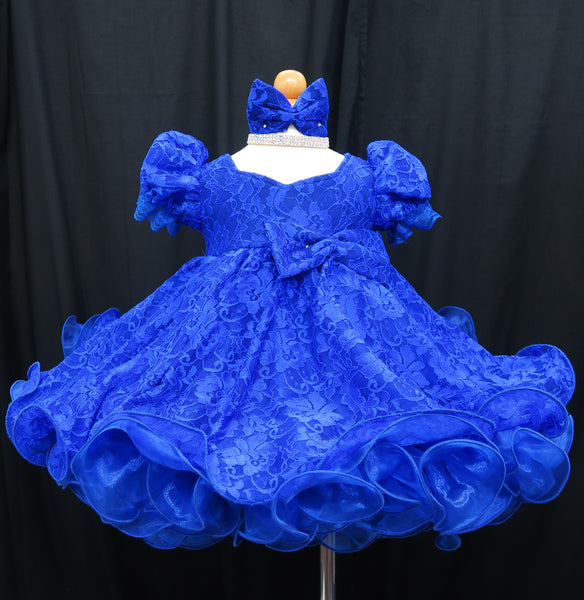 Princess sleeves lace baby doll plain dress. (blue) (item: PSBLPNBE0001)