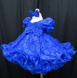 Princess sleeves lace baby doll plain dress. (blue) (item: PSBLPNBE0001)