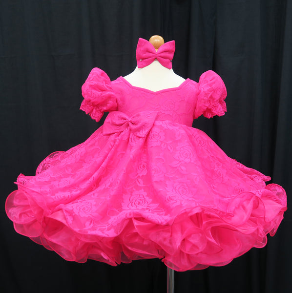 Princess sleeves lace baby doll plain dress. (berry) (item: PSBLPNBY0001)