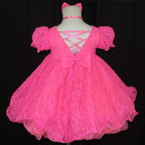 Princess sleeves lace baby doll plain dress. (neon pink) (item: PSBLPNNK0001)