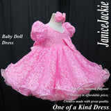 (PRE - ORDER) Princess sleeves lace baby doll plain dress. (pink) (item: PSBLPNPK0001)