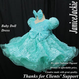 (PRE - ORDER) Princess sleeves lace baby doll plain dress. (seafoam green) (item: PSBLPNSN0001)