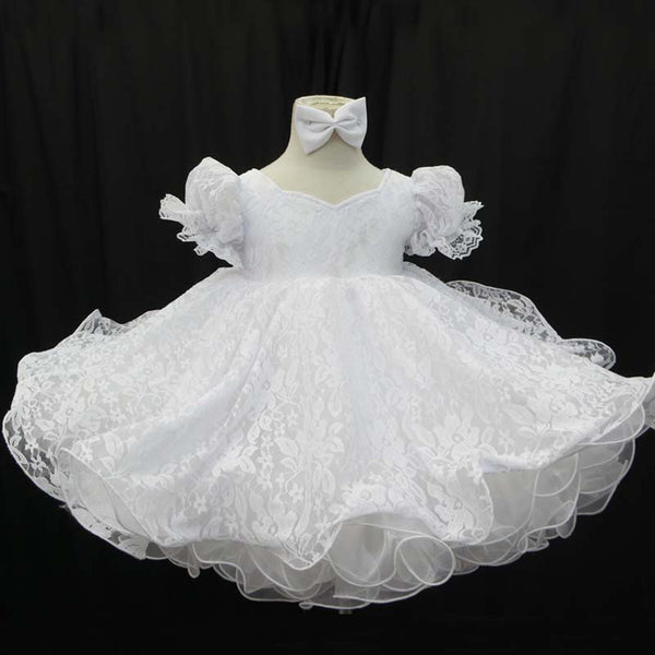 Princess sleeves lace baby doll plain dress. (white) (item: PSBLPNWE0001)
